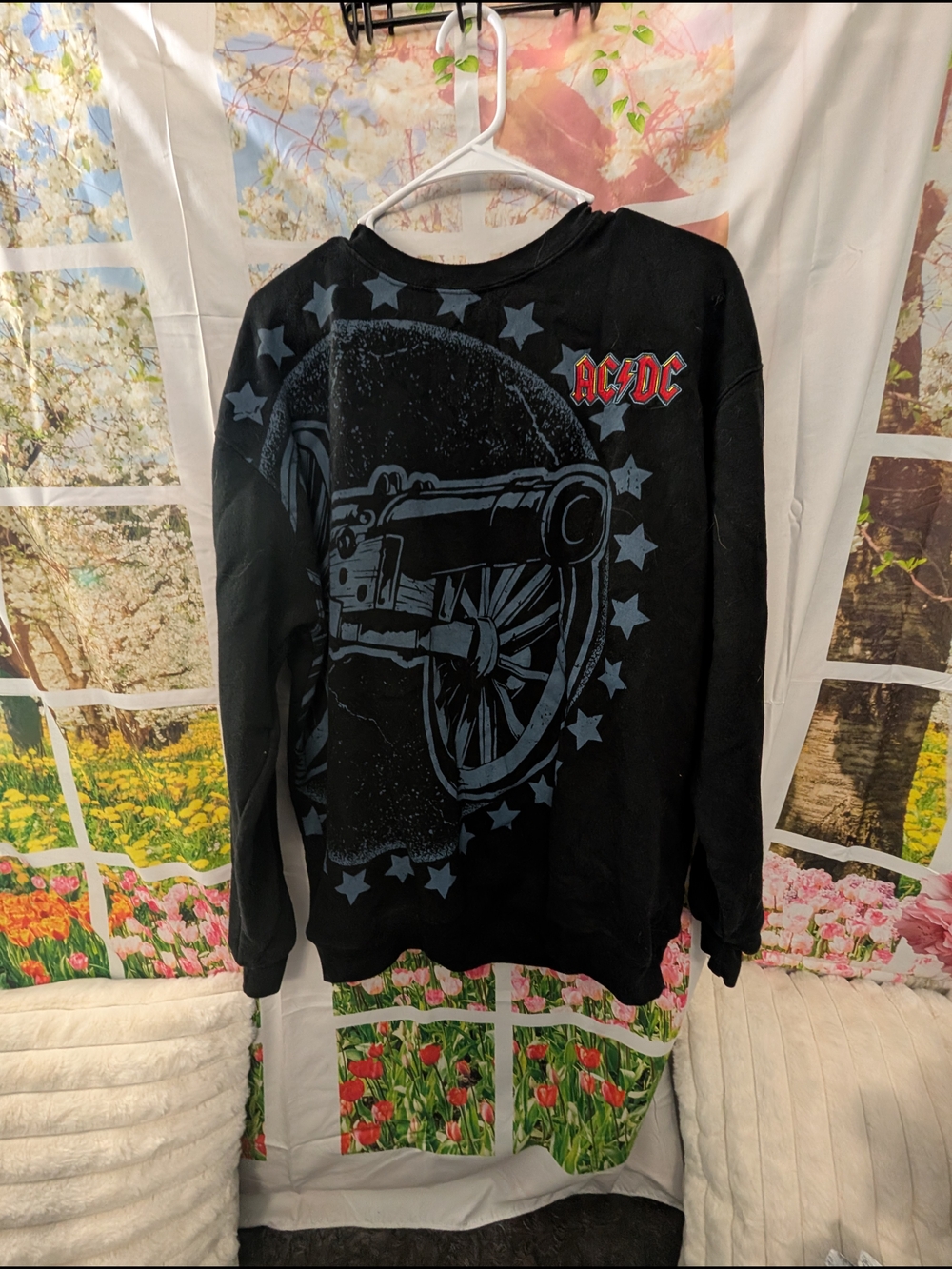AC/DC Black Graphic Sweatshirt with Cannon Design